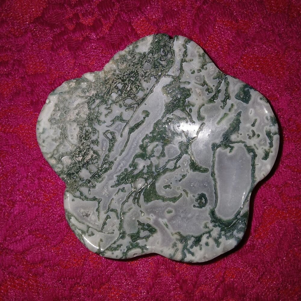 Moss Agate Flower Bowl